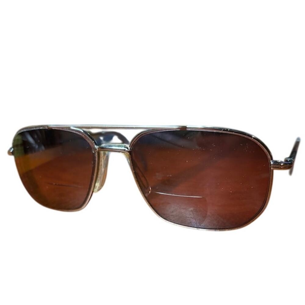 Vintage Stetson Zyloware 058 Aviator Sunglasses Brown Lenses Metal Frame USA